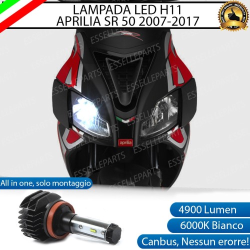 Kit Full LED Lampada H11 4900 Lumen Anabbaglianti per Aprilia SR 50 2018-2020 R
