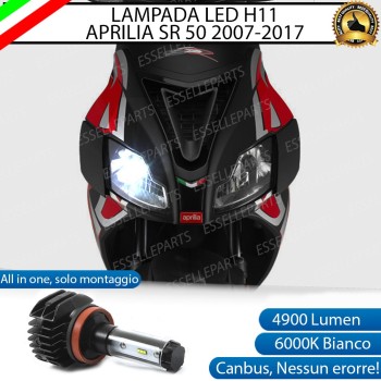 Kit Full LED Lampada H11 4900 Lumen Anabbaglianti per Aprilia SR 50 2012-2017 R
