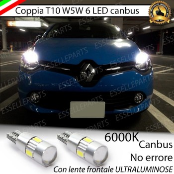 Coppia luci di posizione T10 W5W 6 LED canbus 6000K Bianco Renault Clio 4