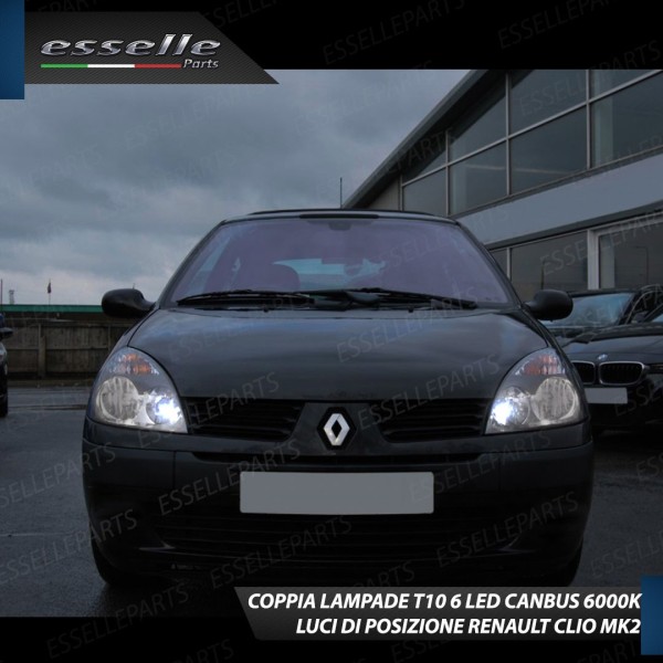 Coppia luci di posizione T10 W5W 6 LED canbus 6000K Bianco Renault Clio 2 Restyling