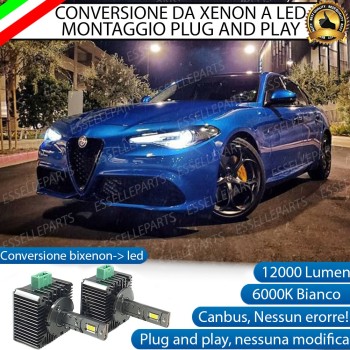 Kit LED D3S Da Xenon A Led 12000 Lumen 6000K ALFA ROMEO Giulia con luci di svolta
