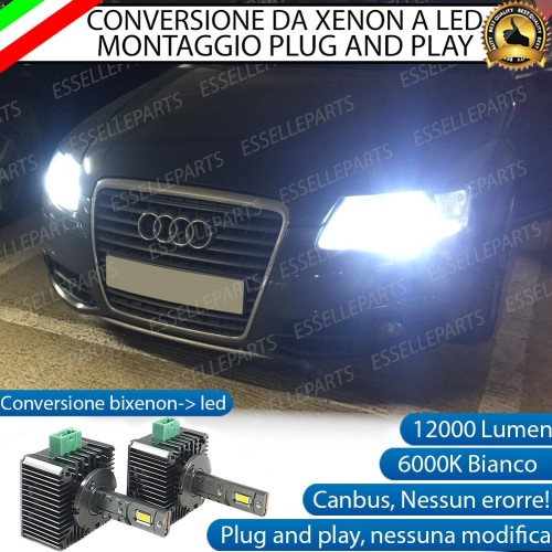 Conversione D3S Led Da Xenon A Led 12000 Lumen 6000K AUDI A6 C6 dal 2009 al 2011