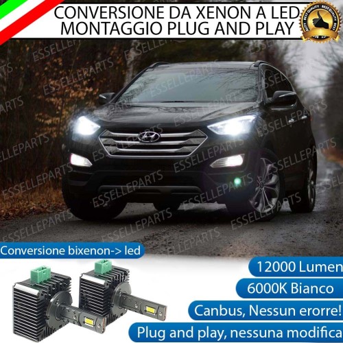 Coppia Lampade D3S Led Da Xenon A Led 12000 Lumen 6000K HYUNDAI Santa Fe III
