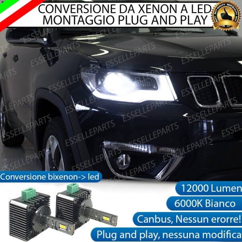 Coppia Lampade D3S Led Da Xenon A Led 12000 Lumen 6000K JEEP Compass II