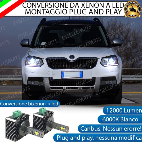 Coppia Lampade D3S Led Da Xenon A Led 12000 Lumen 6000K SKODA Yeti dal 2014 in poi