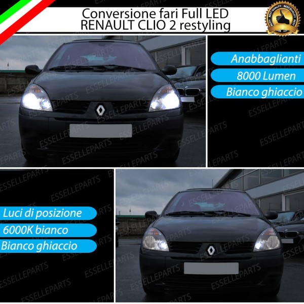 Conversione Fari Full LED 6000K bianco Renault Clio 2 Restyling
