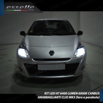 Kit Full LED H7 6400 Lumen 6000K Anabbaglianti RENAULT CLIO 3 con fari a parabola