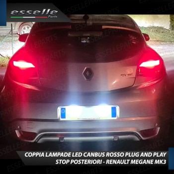 Coppia Lampade LED BAY15D Stop Posizione Posteriori per RENAULT MEGANE 3 COUPE