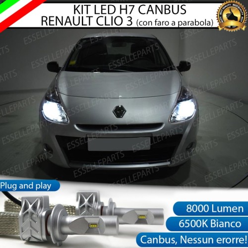 Kit Full LED H7 8000 Lumen 6000K Anabbaglianti Renault Clio 3 con fari a parabola