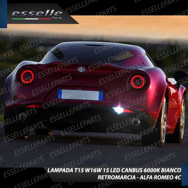 Luce Retromarcia ALFA ROMEO 4C 600 LUMEN T15 W16W CANBUS 3.0 NO ERROR
