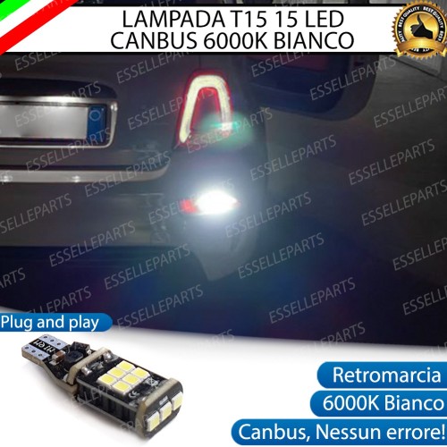 Luce Retromarcia 15 LED T15 W16W 600 Lumen Canbus 6000K Bianco per Fiat 500 Restyling