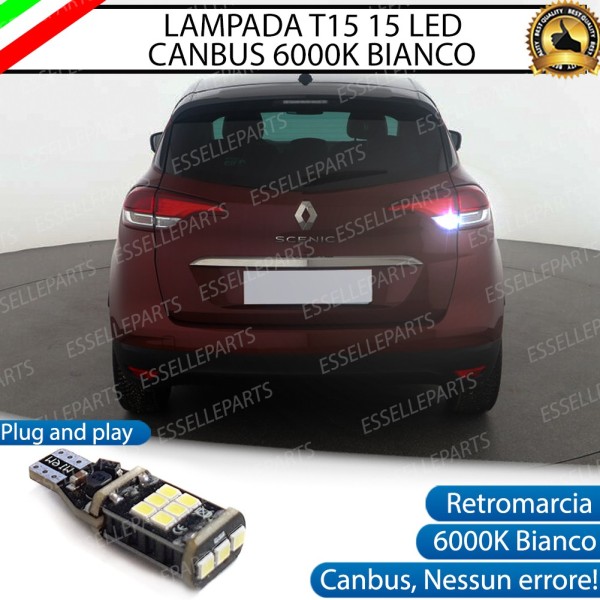 Luce Retromarcia RENAULT SCENIC IV 600 LUMEN T15 W16W CANBUS 3.0 NO ERROR