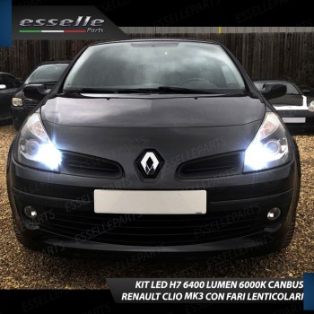 Kit Full LED H7 6400 Lumen 6000K bianco Abbaglianti RENAULT CLIO 3 Fari Lenticolari