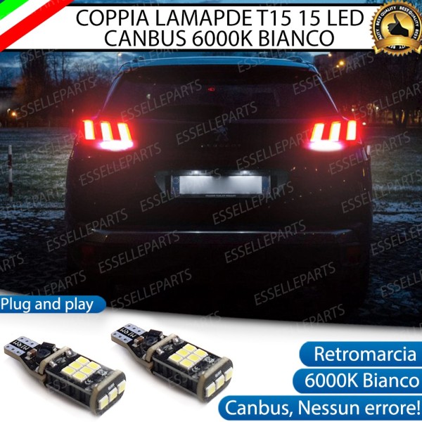 Luci Retromarcia PEUGEOT 5008 II 1200 LUMEN T15 W16W CANBUS 3.0 NO ERROR