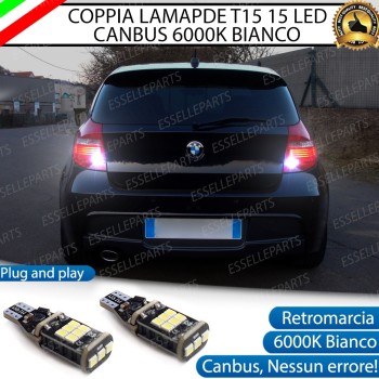 Coppia Lampade 15 LED Retromarcia T15 1200 Lumen Canbus 6000K Bmw Serie 1 Dal 03/2007