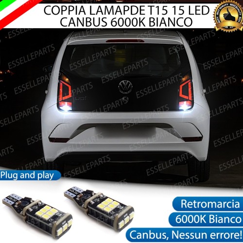 Coppia Lampade 15 LED Retromarcia T15 1200 LM Canbus 6000K per Volkswagen Up Dal 2017