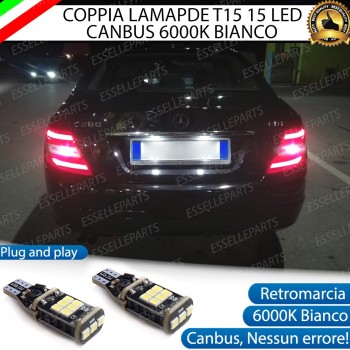 Coppia Lampade 15 LED Retromarcia 1200 Lumen 6000K Mercedes Classe C W204 Restyling