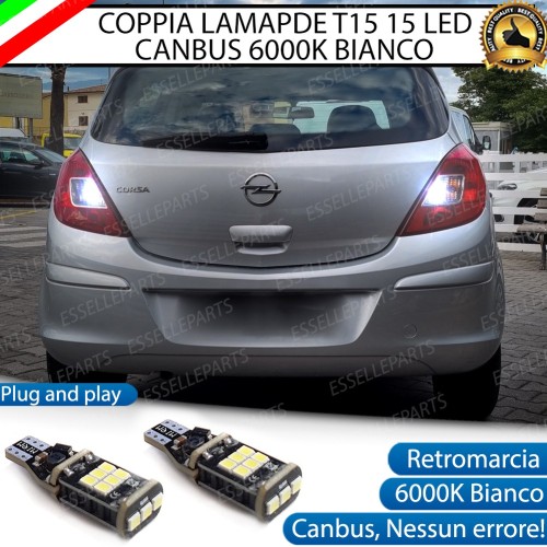Coppia Lampade 15 LED Retromarcia T15 1200 Lumen Canbus 6000K Opel Corsa D 5 porte