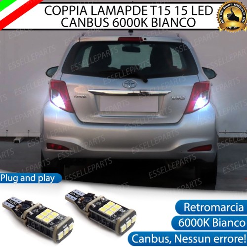 Coppia Lampade 15 LED Retromarcia T15 1200 LM Canbus 6000K Toyota Yaris 3 Fino al 2013