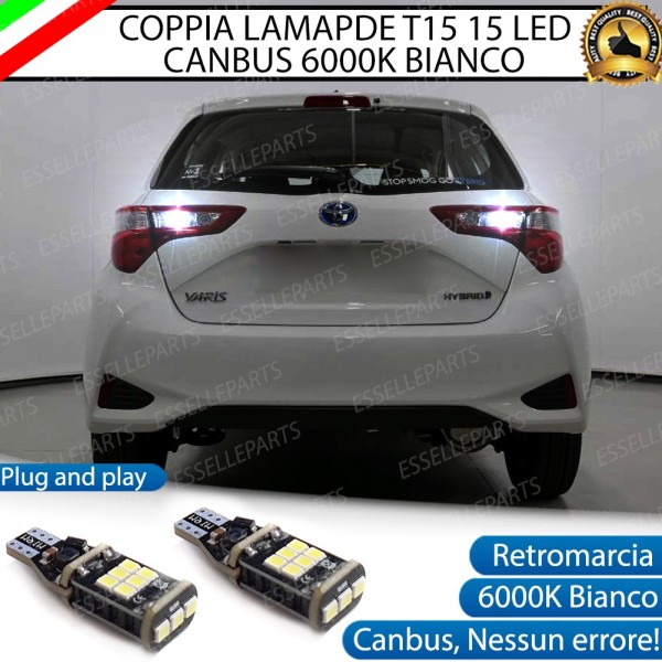 Coppia Lampade 15 LED Retromarcia T15 1200 LM Canbus 6000K Toyota Yaris 3 Dal 2017