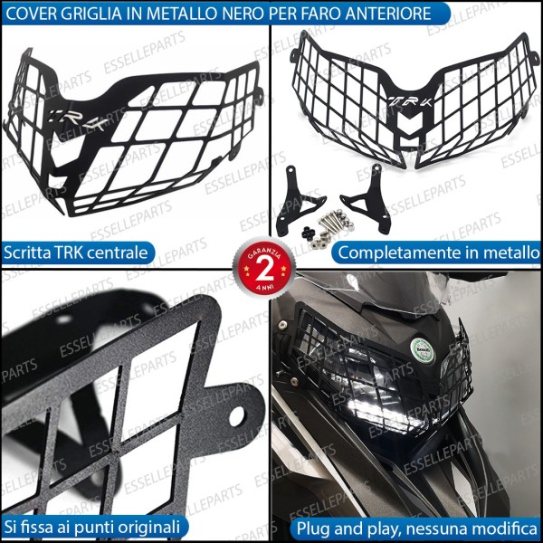 Cover Griglia Nero di Protezione in Metallo per Faro Benelli TRK 502 2017-2020 ABS