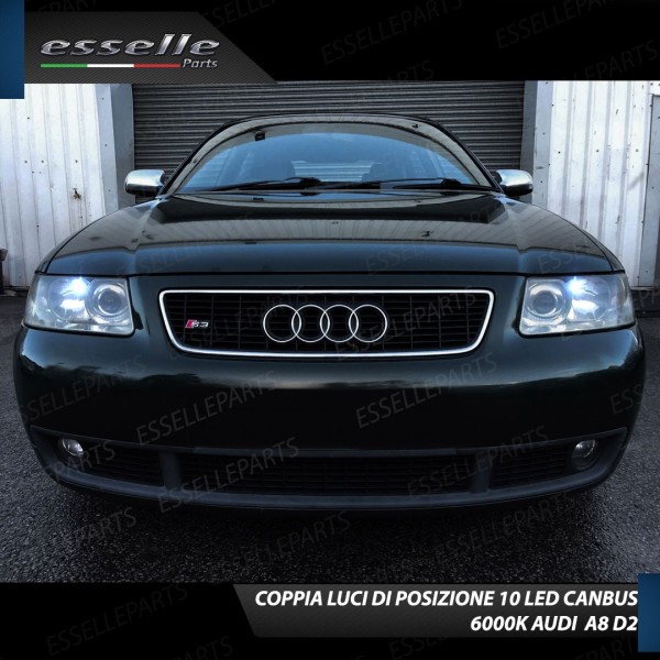 Coppia luci di posizione T10 W5W 10 LED canbus 6000K Bianco Audi A8 D2 Dal 1999