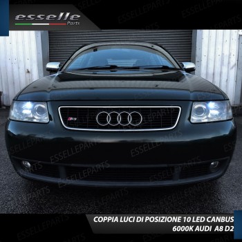 Coppia luci di posizione T10 W5W 10 LED canbus 6000K Bianco Audi A8 D2 Dal 1999