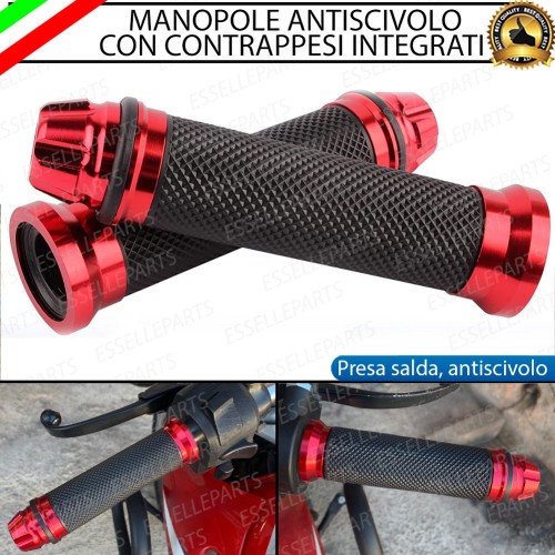 Manopole Antiscivolo - ROSSO - con Contrappesi per APRILIA