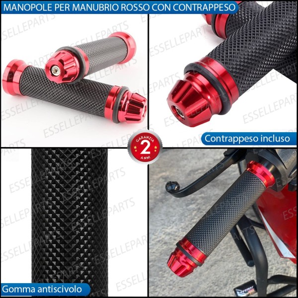 Manopole Antiscivolo - ROSSO - con Contrappesi per APRILIA