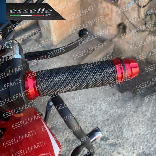 Manopole Antiscivolo - ROSSO - con Contrappesi per LAMBRETTA