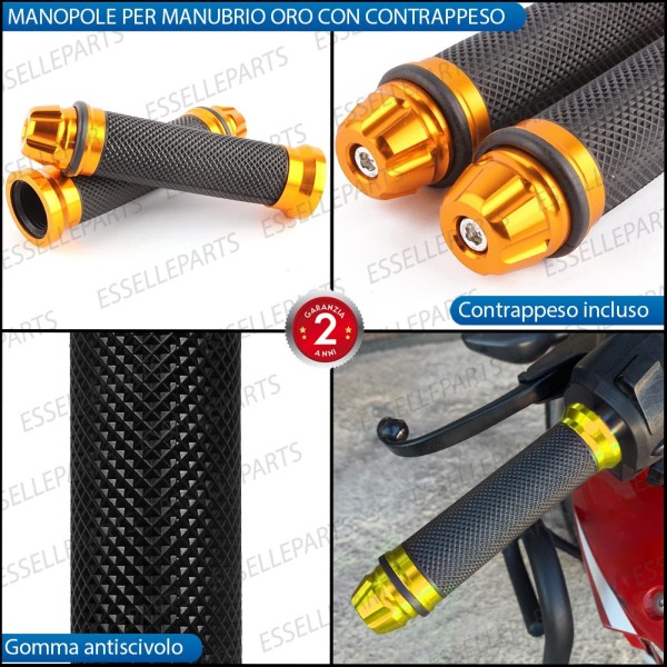 Manopole Antiscivolo - ORO - con Contrappesi per APRILIA