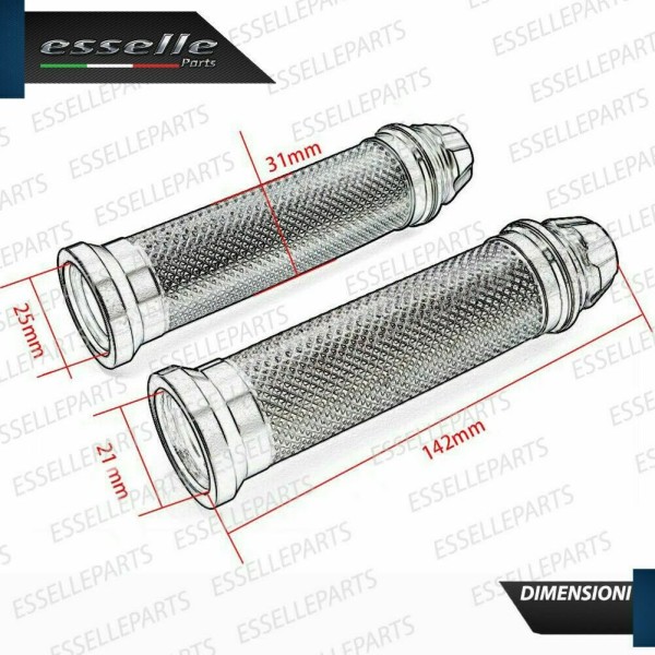 Manopole Antiscivolo - ARGENTO - con Contrappesi per DERBI