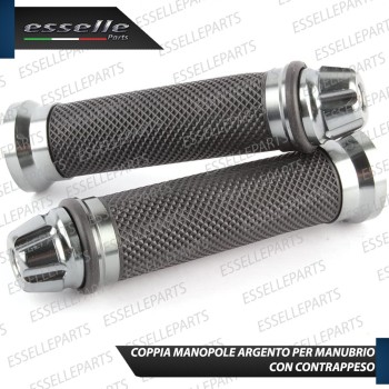 Manopole Antiscivolo - ARGENTO - con Contrappesi per SUZUKI