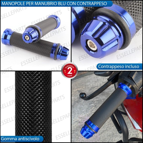 Manopole Antiscivolo - BLU - con Contrappesi per LAMBRETTA