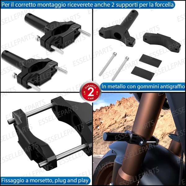 Coppia Fari Supplementari LED Con Supporto per Forcella Specifici per MOTO GUZZI