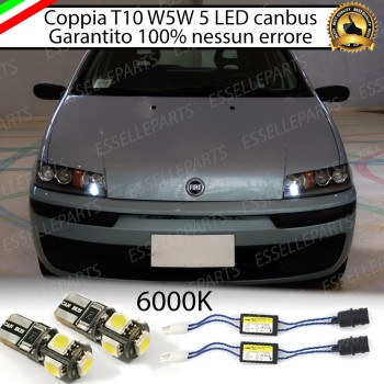 Coppia luci di posizione T10 W5W 5 LED canbus 6000K Bianco Fiat Punto MK2 Dal 2001