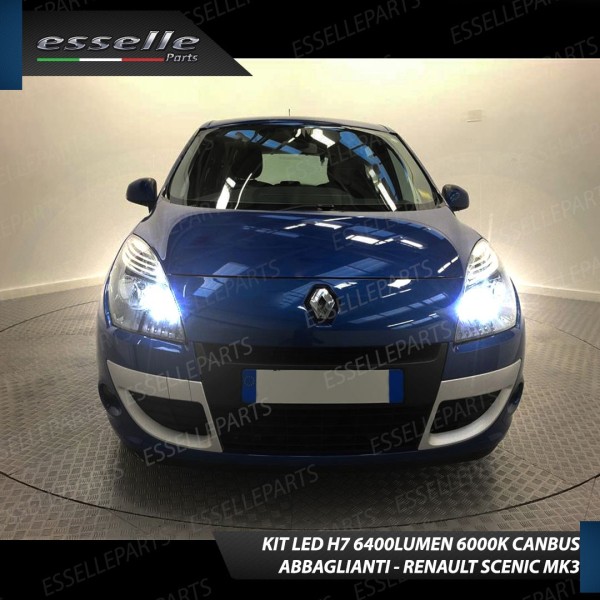 Kit Full LED H7 6400 Lumen 6000K Abbaglianti RENAULT SCENIC 3 con fari a parabola