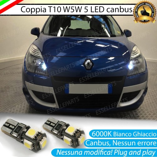 Coppia Lampade T10 W5W 5 LED Canbus 6000K bianco RENAULT SCENIC 3