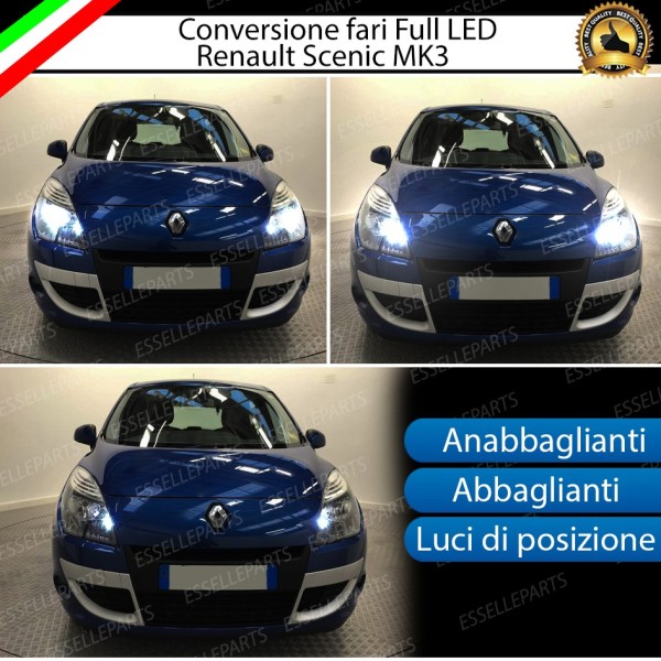Conversione Fari Full LED 6000K bianco RENAULT SCENIC 2 con fari a parabola