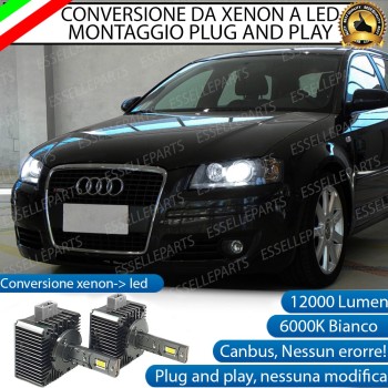 Conversione D1S Led Da Xenon A Led 12000 Lumen 6000K AUDI A3 8P FINO AL 05/2008
