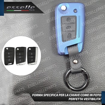 Cover - BLU SATINATO - in Plastica Rigida di protezione per chiave Skoda Karoq