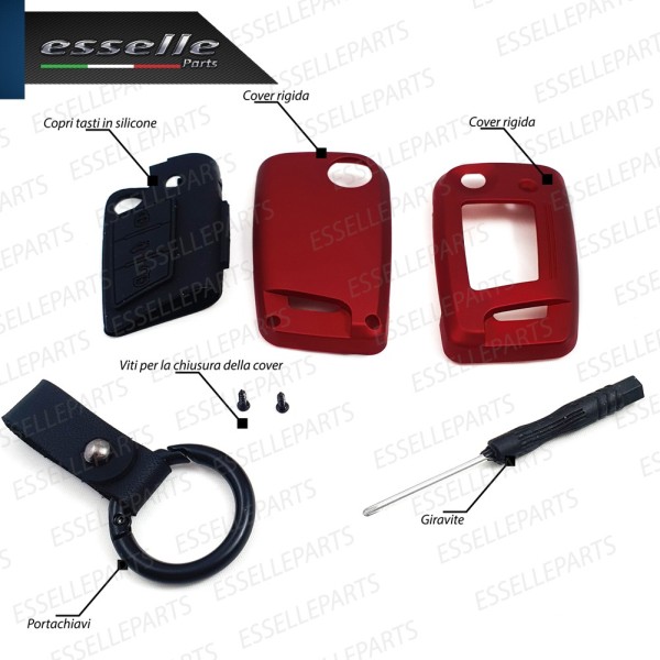 Cover - ROSSO SATINATO - in Plastica Rigida di protezione per chiave VW Golf 7