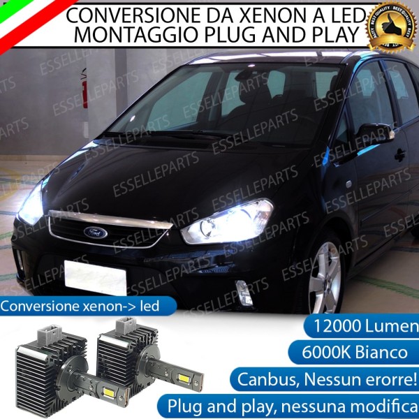 Conversione D1S Led Da Xenon A Led 12000 Lumen 6000K FORD C-Max I DAL 2007 AL 2010