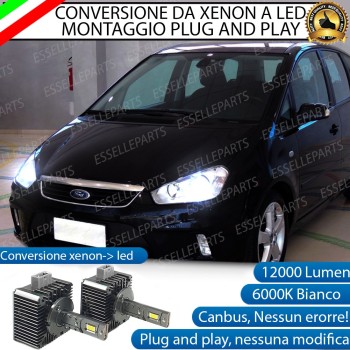 Conversione D1S Led Da Xenon A Led 12000 Lumen 6000K FORD C-Max I DAL 2007 AL 2010