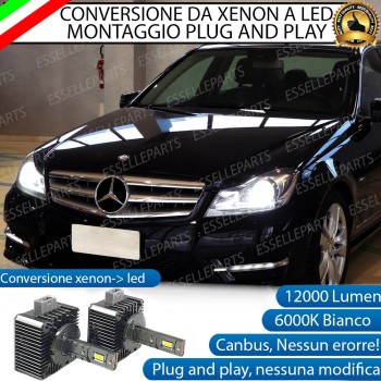 Conversione D1S Led Da Xenon A Led 12000 Lumen 6000K MERCEDES CLASSE C W204 RESTYLING
