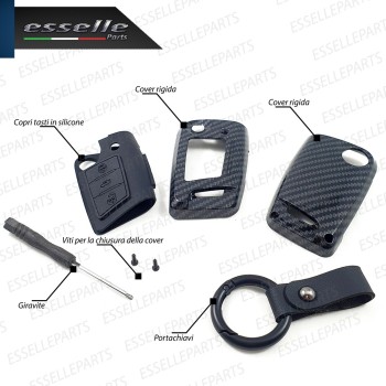 Cover - CARBON LOOK - in Plastica Rigida di protezione per chiave SKODA Scala