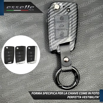 Cover - CARBON LOOK - in Plastica Rigida di protezione per chiave SKODA Fabia 3