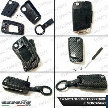 Cover - CARBON LOOK - in Plastica Rigida di protezione per chiave SKODA Karoq