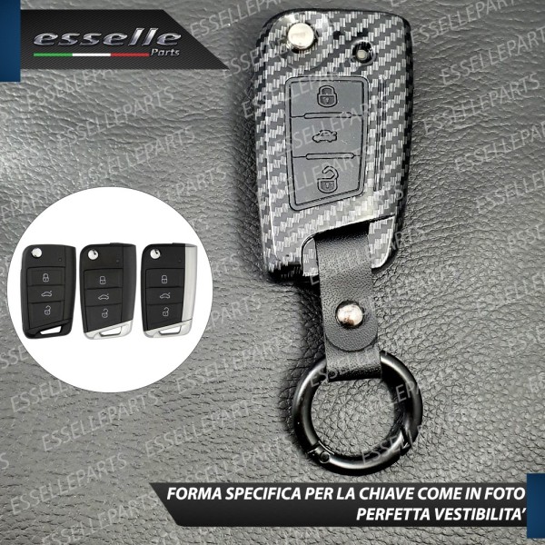 Cover - CARBON LOOK - in Plastica Rigida di protezione per chiave SKODA Octavia 3 5E