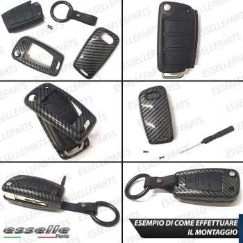 Cover - CARBON LOOK - in Plastica Rigida di protezione specifica per chiave AUDI Q2